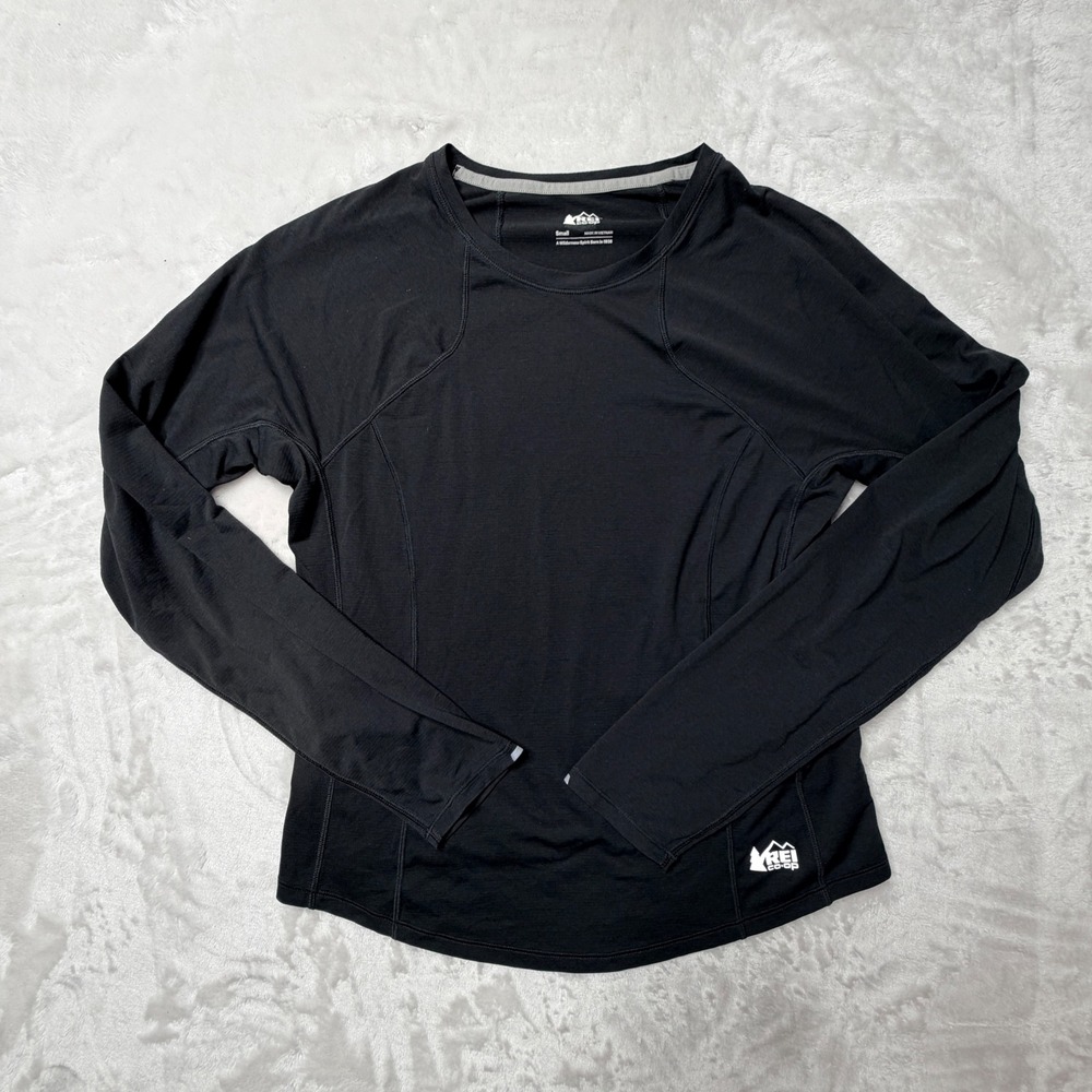 REI Co-op Swiftland Running Top Womens Small Black Long Sleeve Active Shirt gym